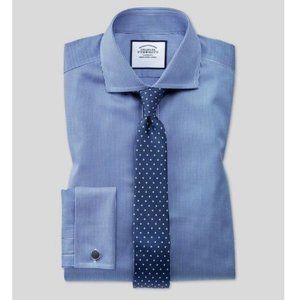 Spread Collar Non-Iron Check Shirt – Blue